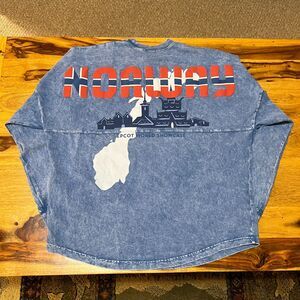 Disney EPCOT Norway Spirit Jersey Blue Acid Wash Long Sleeve Shirt Adult Medium